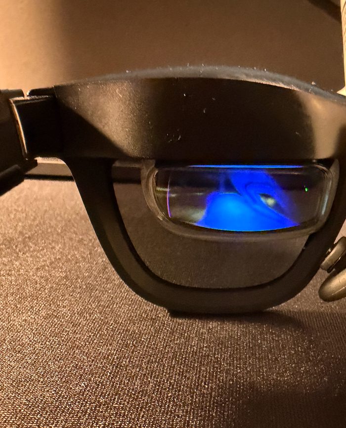 MIRAGE glasses prototype with a live feed on the display